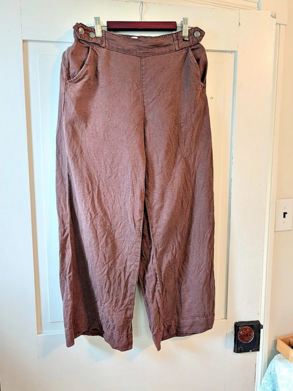 Calypso St. Barth Wide Leg Linen Pants in Brown Size S Like New